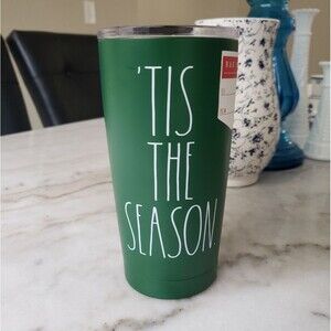 Rae Dunn Green Christmas Tis the season Stainless steel tumbler NWT